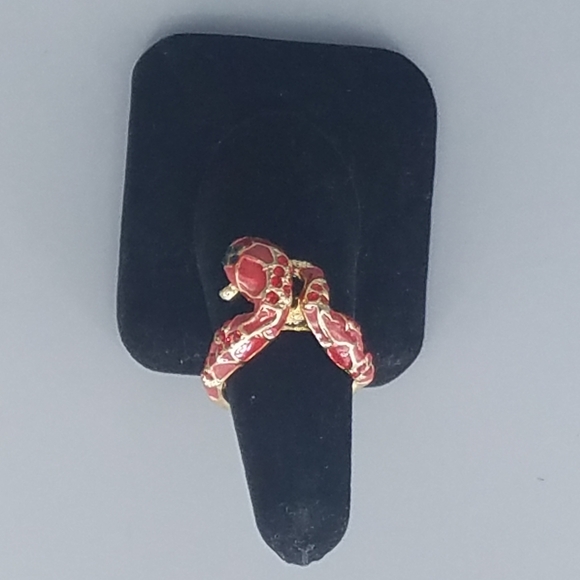 Red Snake Rhinestone Ring - Picture 6 of 7